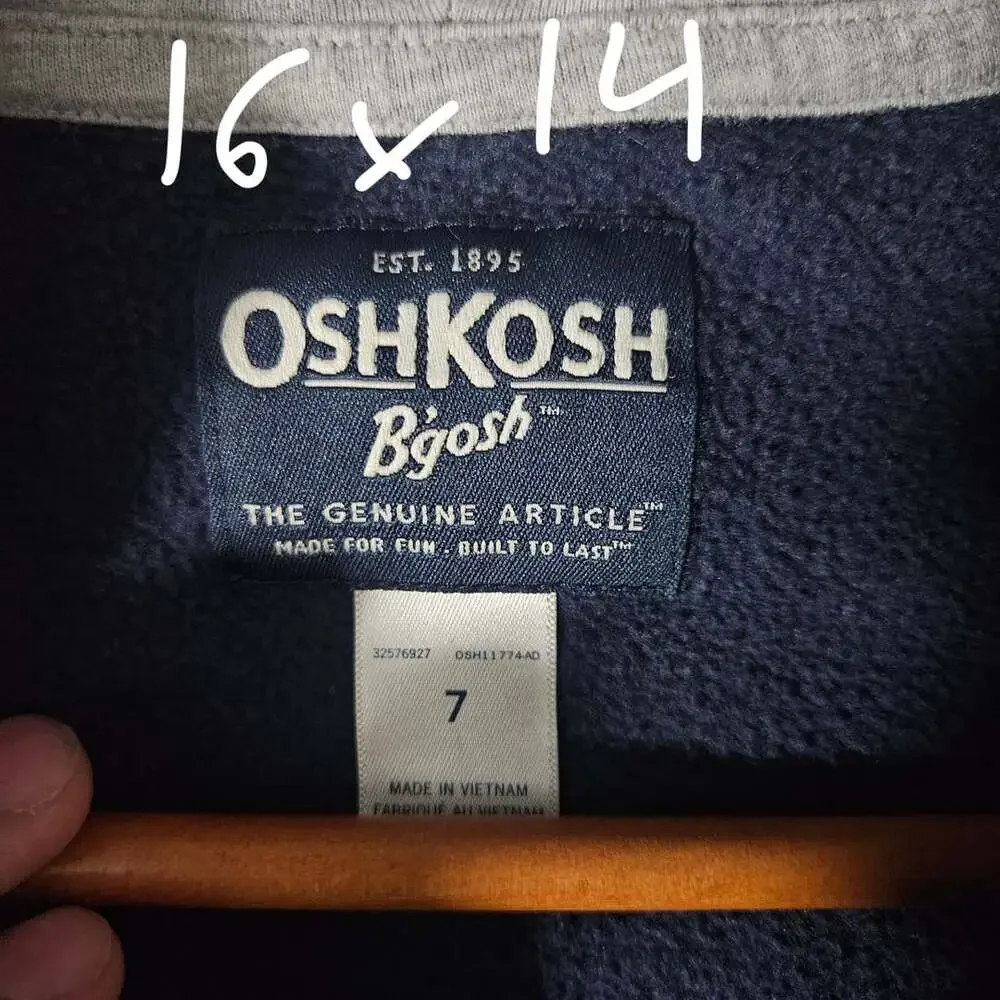 Oshkosh B'gosh Blue Full Zip Logo Hoodie Size 7 Kids